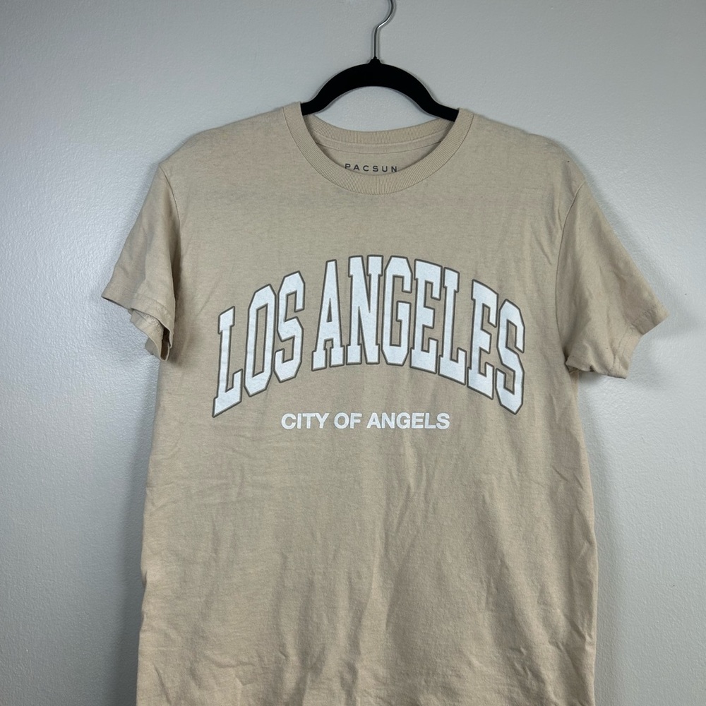PacSun Tan Short Sleeve Tee Los Angeles Print